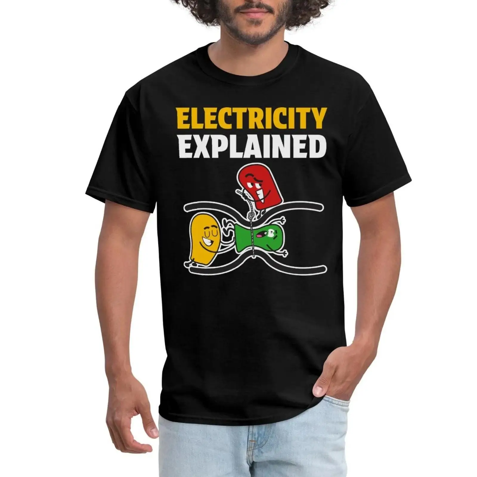 Men'S Fashion Explained - Electricity Explained Humorous Electrician Illustration Men's