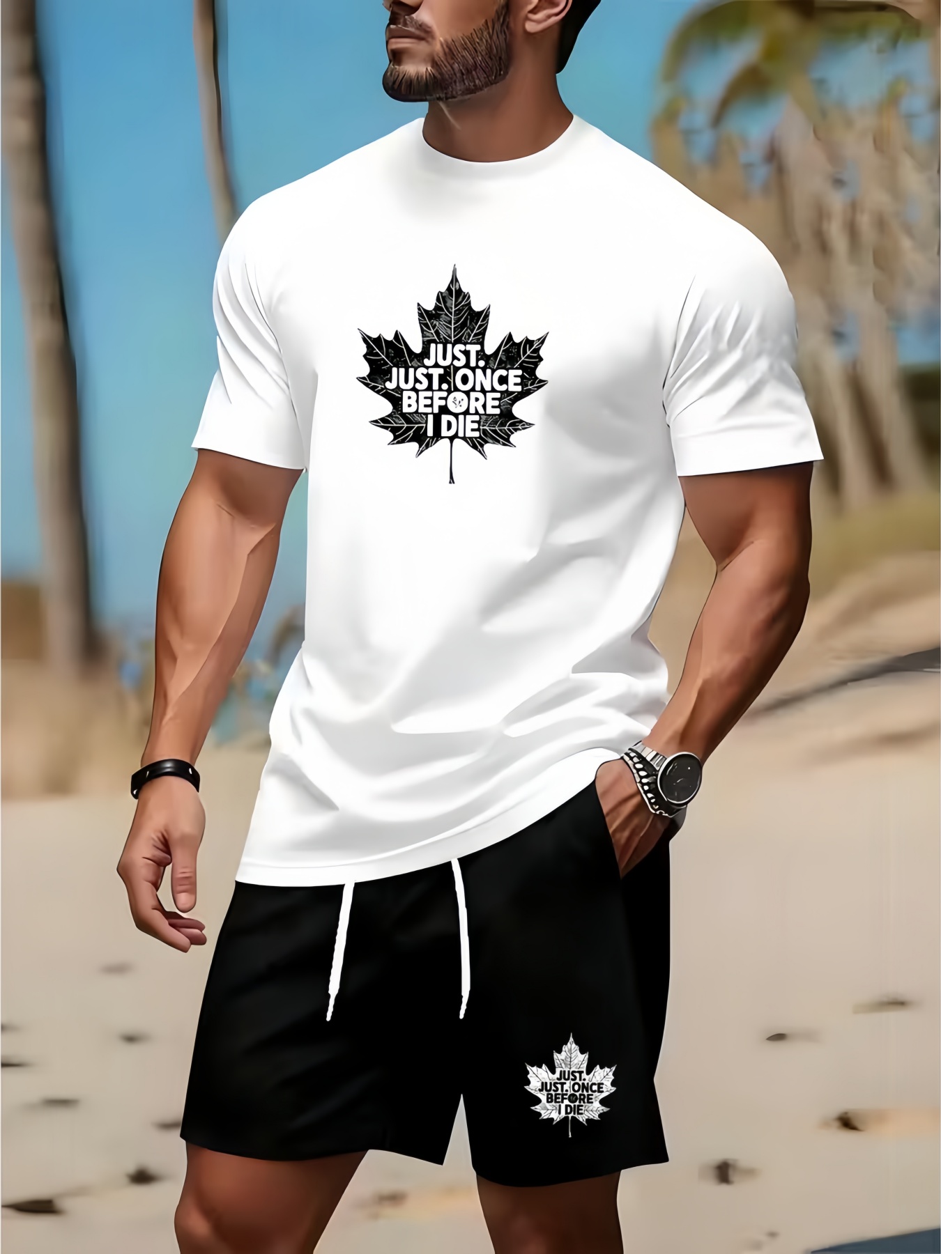 Men'S Fashion Clothing - Men's Round Neck T-shirt and Shorts