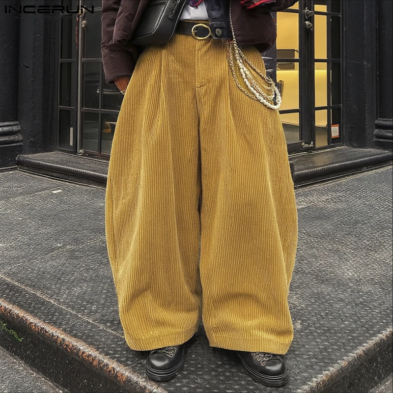 Men'S Fashion Loose Pants - INCERUN Men's Pants Solid Color Button