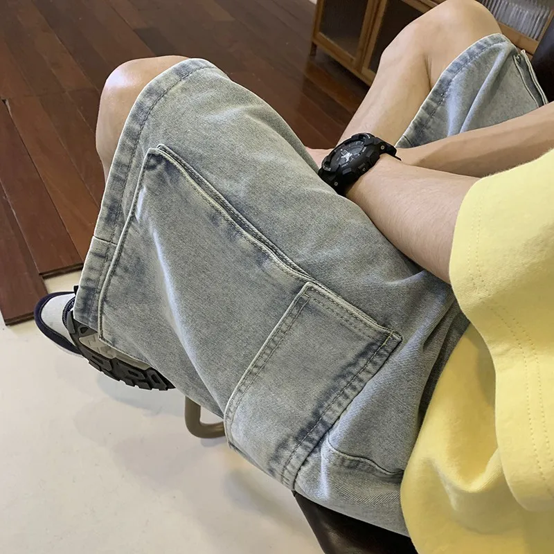 Mens Fashion Cargo Pants - Korean Large Pocket Cargo Denim Shorts