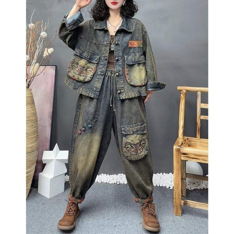 Retro Fashion Embroidered Cowb - đánh giá và giá Denim Jacket Vintage