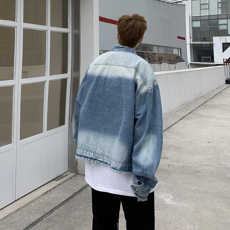 American Retro Hip Pop Raw Edg - đánh giá và giá Mens Fashion Denim Jacket