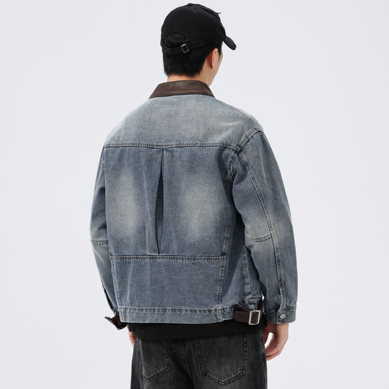 Stand Leather Collar Denim Jac - đánh giá và giá Mens Fashion Denim Jacket