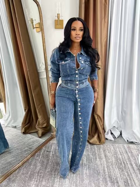 Jeans Suit Women Denim 2 Piece - đánh giá và giá Denim Jacket Vintage