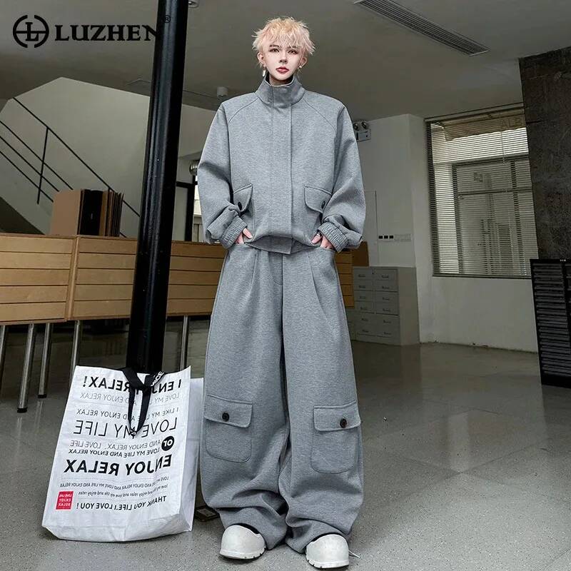 LUZHEN Color Cardigan 2026 PU  - đánh giá và giá Men'S Fashion Loose Pants