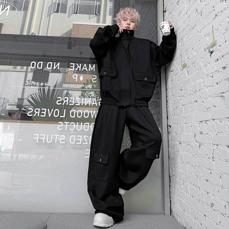 LUZHEN Color Cardigan 2026 PU  - đánh giá và giá Men'S Fashion Loose Pants