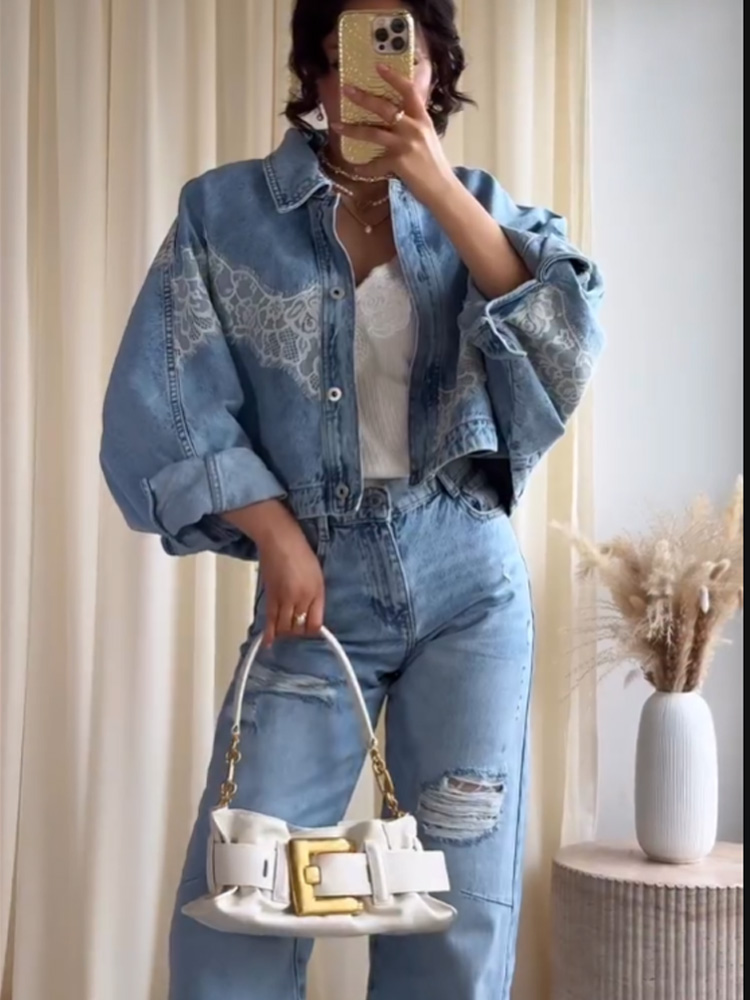 HH Spring Women Chic Single-br - đánh giá và giá Denim Jacket Vintage