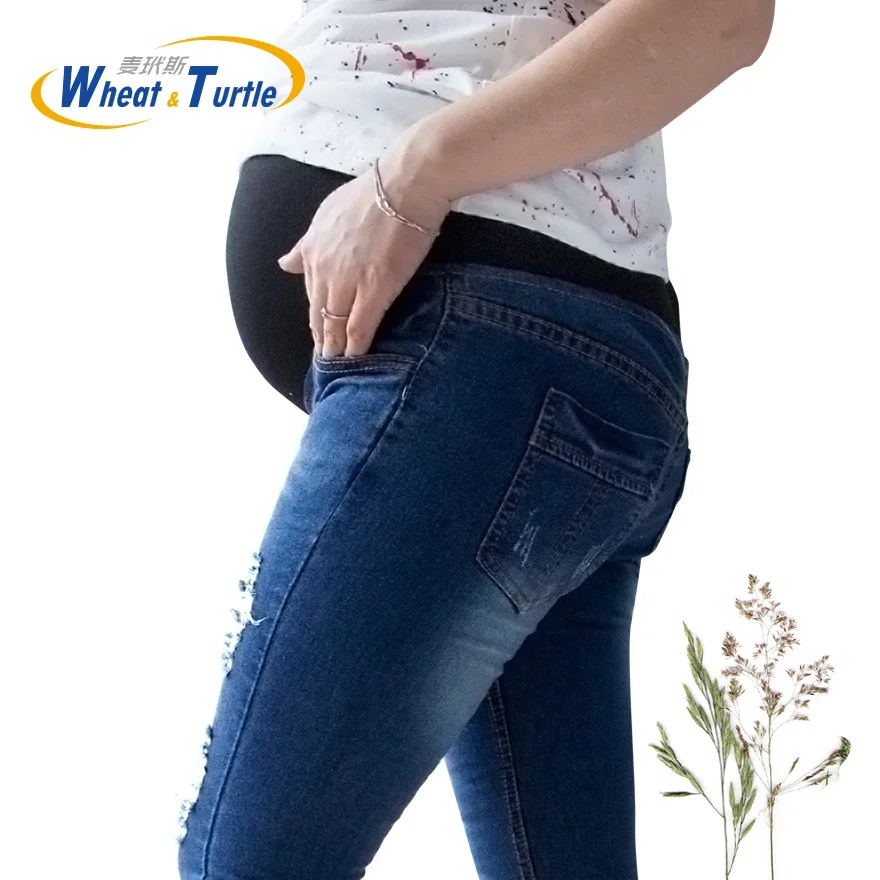 Hot Sale Cotton Denim Maternit - đánh giá và giá Skinny Jeans Ripped